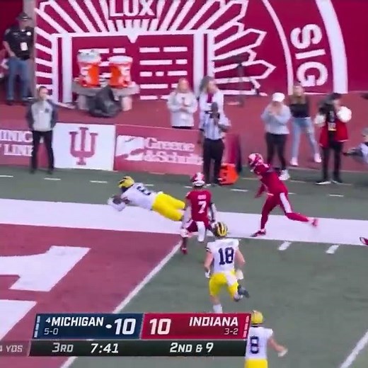 MIchigan's Cornelius Johnson Dives For the Lead vs. Indiana | Big Ten Football