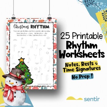 Christmas & Winter Rhythm Worksheets | Note Values, Rests & Time Signatures