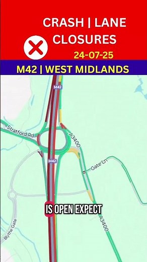 M42 CRASH – HEAVY DELAYS NORTHBOUND | WEST MIDLANDS‎ Junction 4 Shirley Junction 5 Solihull