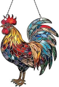 Amazon.com: Rooster Ornament Acrylic Window Hanging, Gift for Rooster Lovers, Home Wall Room Hanging Decor, Christmas Decorations : Home & Kitchen