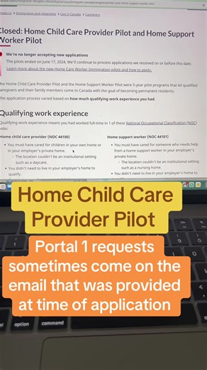 Home Child Care Provider Pilot and Home Support Worker Pilot. Portal 1 requests sometimes come on same email that was provided at timeof application. Keep checking your emails. If you had a different email consultant at that time follow up with them. #homechildcare #pilot #approval #followup #portal