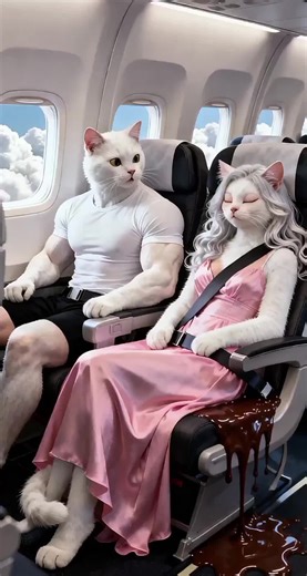 orange male cat accepts white female cat with all... #cataivideo #catstory #cutecat #catcartoon