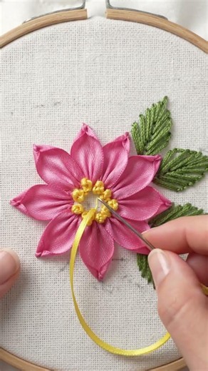 Making a 3D Ribbon Flower 🌸 | Easy Ribbon Embroidery