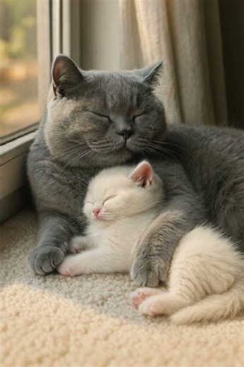 Mom Cat’s Perfect Hug- Heartwarming Love in One Hug #cat