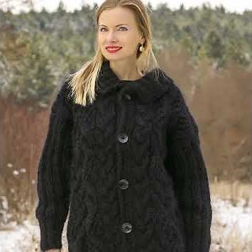 Custom made black mohair sweater cardigan by SuperTanya