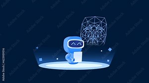 Facial Recognition by Artificial Intelligence Computer Vision Animation Motion Graphics Robot Technology