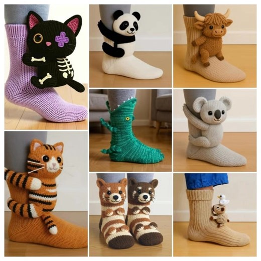 🐾 Let Your Socks Do the Talking This Season! ✨ Who says everyday essentials can't be delightful? Our 3D knit animal socks bring a touch of playful charm to your daily routine – whether you're dashing to the shops or enjoying a cosy day at home. Each pair is lovingly crafted with breathable softness that feels like a gentle hug for your feet 🧦💫 From majestic red pandas to sleepy sloths, there's an animal companion waiting to brighten your day and spark conversations! 👉 Find your favourite fur