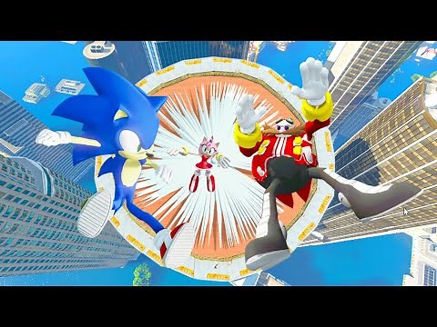 GTA 5 Sonic, Amy rose, Espio Vs Eggman, Vector Water Ragdolls & Fails ep. 28 ( Flooded Los Santos )