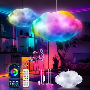 Hinzonek 3D Cloud Lightning Multicolor Music Sync Cloud LED Light Wireless Remote Creative Night Lighting for Kids Bedroom Ceiling Decoration,1PC
