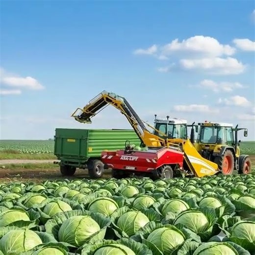 Autopilot Tractors Harvest MASSIVE Cabbages! 🥬🤖🚜 #FarmTech2025 #Farm #ModernAgriculture #Harvest