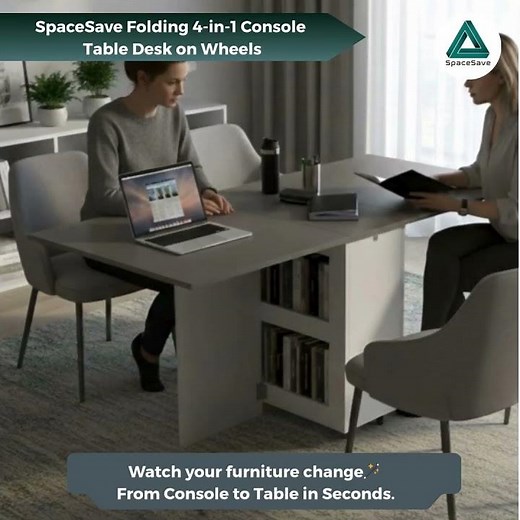 Folding 4 in 1 Console Table Desk on Wheels