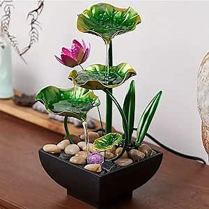 Mall Water Fountain Indoor Mini Waterfall Fountain Desk Tabletop Iron Home Decor for Office Decoration (Style C)