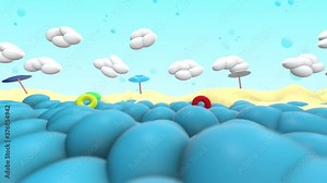 Cartoon Summer Beach Background Loop