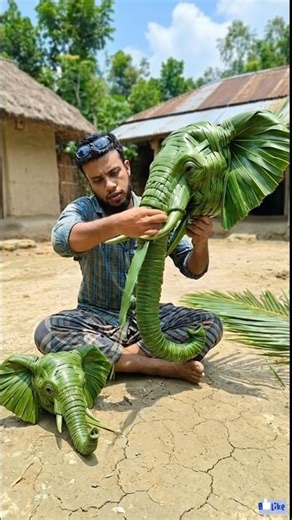 I made an elephant from coconut leaves | Hand Crafts | Village Art | Leaf Crafting #ai #craft