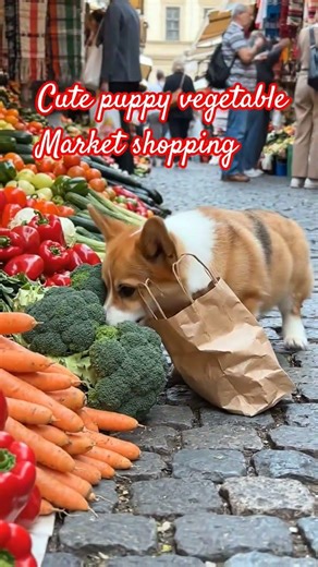 What a Smart Cute Puppy dog? 🐕 vegetable market shopping #puppy #ytshorts