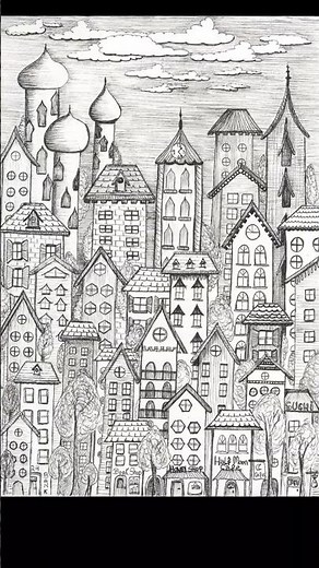 What to draw in your Sketchbook? Whimsical City in Pen & Ink