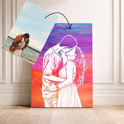 Romantic Couple Kiss Artwork – Personalized Love Canvas, Valentine’s Day & Anniversary Gift - Etsy