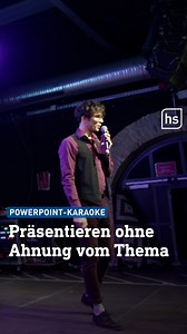 389K views · 1.4K reactions | ‍ Acht Minuten lang einen Vortrag halten zu einer Präsentation, die man noch nie im Leben gesehen hat. Und das auch noch vor einer ausverkauften Halle im Schlachthof Wiesbaden. Vier Teilnehmende haben sich das ganz freiwillig angetan. Die Premiere von "Powerpoint-Karaoke" war so erfolgreich, dass auch schon der nächste Termin feststeht: Am 1. April springen Teilnehmende wieder ins kalte Wasser. | hessenschau | Facebook
