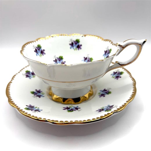 Royal Stafford Bone China Sweet Violets Teacup & Saucer Set - Etsy