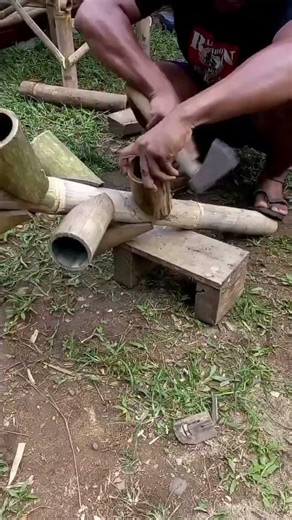 how to make stacked flower pots from bamboo#shorts