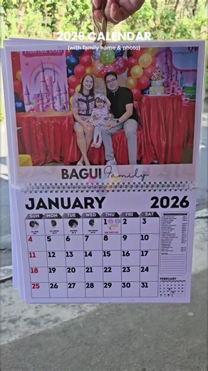 Hanging Calendar with family name and family photo ✨️❤️ Message us to order! #2026Calendar #customizedcalendar #customized #calendar2026 #souvenirsandgiveaways