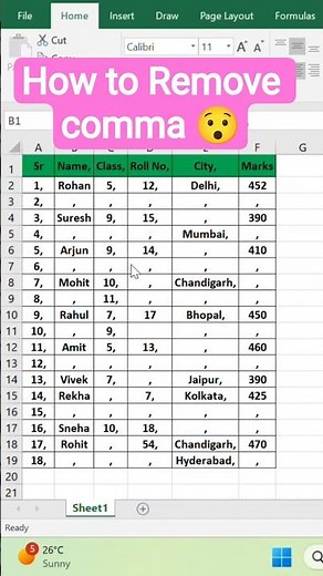 Excel Amazing 🤩 trick for Remove comma#excel #exceltutorial #exceltricks #shorts #exceltips