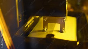 Detail of a 3d resin printer in operation