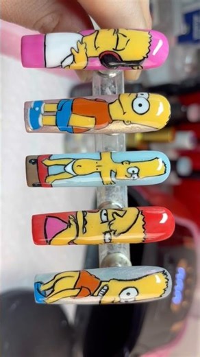 BART Simpson nails 💅. #longnails #naildesigns #thesimpsons #bartsimpson #handpaintednailart #nails