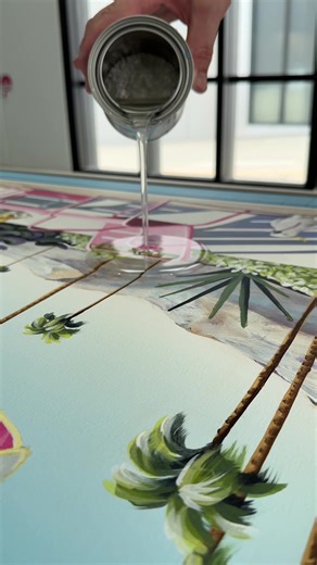 There is something oddly satisfying about pouring varnish onto a painting 👨‍🎨