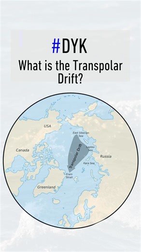 DYK? The Transpolar Drift is one of the Arctic Ocean’s major currents, a fast-moving pathway that carries sea ice, freshwater, nutrients, and even microorganisms across the entire Arctic Basin. Starting on the Siberian side of the Arctic and flowing toward the Fram Strait, this current plays a key role in shaping sea-ice movement, wildlife habitat, and local travel conditions. | Arctic Research Foundation