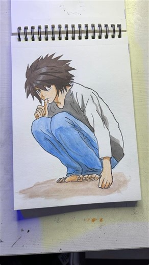 Drawing L full body || death note characters drawing || anime drawing || glow art #anime #art