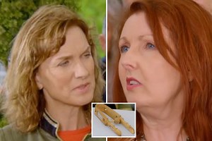 Antiques Roadshow's Fiona Bruce red-faced as co-star shows off her 'sugar nips'