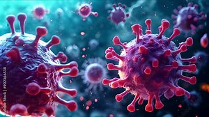 Virus. microbe. Computer virus, allergy bacteria, medical healthcare, microbiology concept. spikes hemagglutinin and neuraminidase, flu season concept