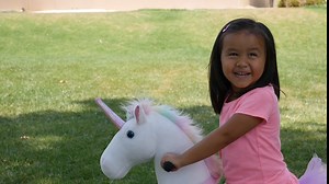 MEDALLION - My Pony Ride On Real Walking Horse for Children 5 to 12 Years Old or Up to 110 Pounds (Color Medium Purple Unicorn) for Girls 5 to 12 Years Old