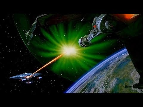 Enterprise D battles a Klingon Bird of Prey