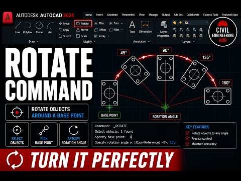 AutoCAD Rotate Command Explained | Rotate Objects at Any Angle