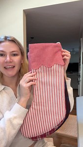 Molly Klein • Ziggy Jo Designs on Instagram: "Christmas stocking sewing tutorial with FREE pattern linked in my bio 🎄✨ Also, shout out to @printfresh for the most stunning holiday hen fabric (stocking made from upcycled tote) #diy #sewing #christmasstocking #tutorial"
