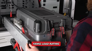 The Power Slide! Easily access your fridge and its contents with the push of a button! The slide can lower up to 290mm and has an impressive load rating of 180kg. This is one of the lightest options available on the market, even in its largest size, thanks to its aluminium extruded construction—ideal for those who need to consider weight as a factor! It keeps your fridge perfectly balanced at all times, thanks to its scissor lift and self-aligning actuators, ensuring no shaken drinks. Finished w