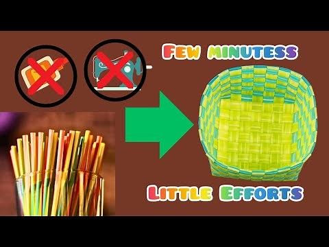 DIY Plastic Straw Basket | Easy Recycled Craft Idea for Home Decor.