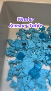 In our sensory table this week, we’ve added blue kinetic sand, penguins, and ice blocks from Lakeshore Learning, along with a few underwater animal molds. It’s a fun, hands-on setup for children to dig, mold, and imagine a chilly arctic environment—perfect for encouraging fine motor skills and creative play! | Preschool Vibes
