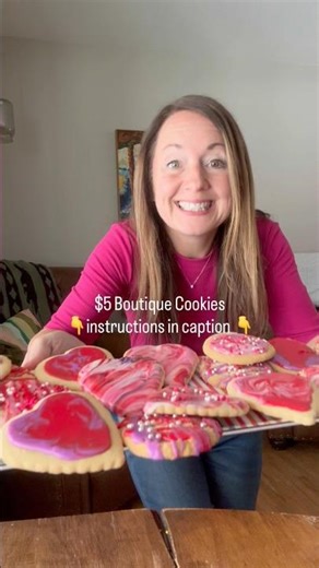 $5 Grocery Store Cookies → Boutique Valentine’s Tray ❤️ Easy 2-Ingredient Icing