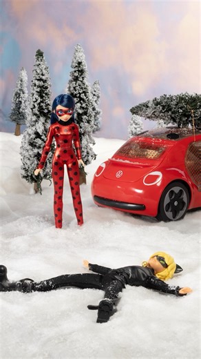 Playmates Toys on Instagram: "Ladybug and Cat Noir make the most PURRRFECT snow angels! What’s your favorite snowy activity? 😻❄️ Available at @walmart @target @amazon #Miraculous #HappyHolidays #Ladybug #Cat Noir"