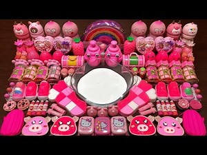 PINK SLIME - Mixing Many Makeup and Glitter Into Glossy Slime ! Satisfying Slime Videos #1381