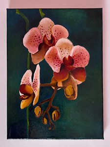 Hand-painted Pink Orchid Canvas Art, Gilded Edges, Small Floral Painting - Etsy Canada