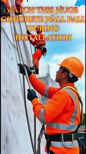 30-FOOT CRASH!! Watch This Huge Concrete Wall Fall During Installation! #fail #engineering #crane