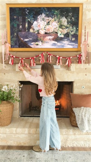 Brittani Boren Leach | After taking down all the Christmas decor, our mantle always looks so sad and bare 😭😞 so I started decorating it for Valentine’s Day each... | Instagram