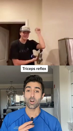 How would you grade his triceps reflex? Reflexes are graded on a scale of 0 to 4 0: no reflex 1: decreased 2: normal 3: increased 4: increased x 2 with clonus (rythmic oscillating reflex) There are a number of causes to decreased or increased reflexes, see your doctor to help diagnose. Hope this video didn’t get on your nerves 🤓 VC: @daveordavid3 #medical #health #healthtips | Kunal Sood, MD