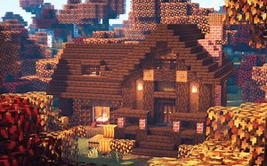 【建筑教程】带你建造一个秋日木屋！