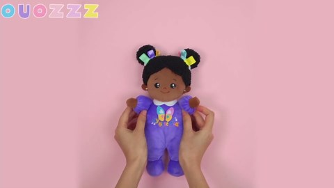 OUOZZZ Baby Doll Accessories with Soft Doll, Bassinet, Blanket and Bottle | Toys for 2 Year Olds Girls Birthday Gift, Interactive Pretend Playset for Preschool Gametime Purple 10"