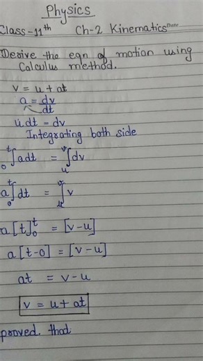 11th class physics Derivation using calculas method #studymotivation #studyshorts #studyhacks #viral